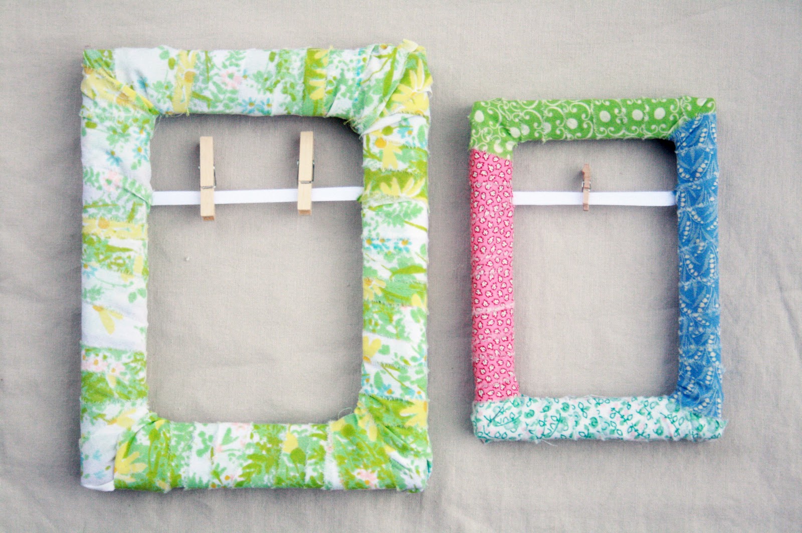 Fabric Scrap Wrapped Frame - myrecipemagic.