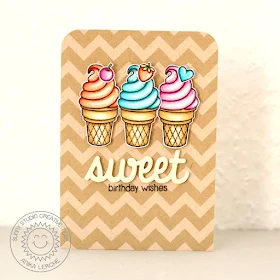 Sunny Studio Stamps: Sweet Shoppe Sweet Birthday Wishes Ice Cream Cone Card by Anni.
