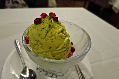 Shabestan, saffron ice cream pistachio