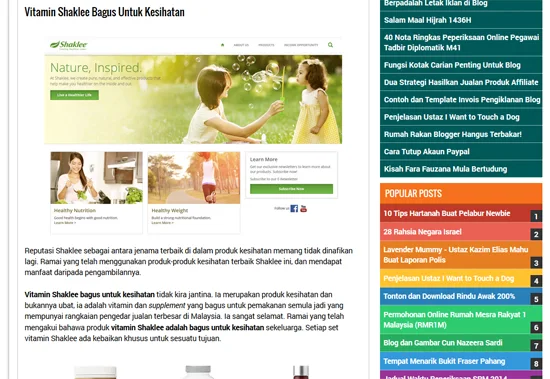 Kontes SEO Vitamin Shaklee Bagus Untuk Kesihatan