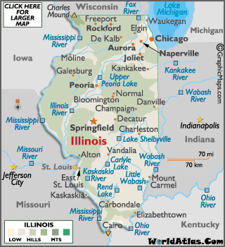 Carte de Illinois Departement Région