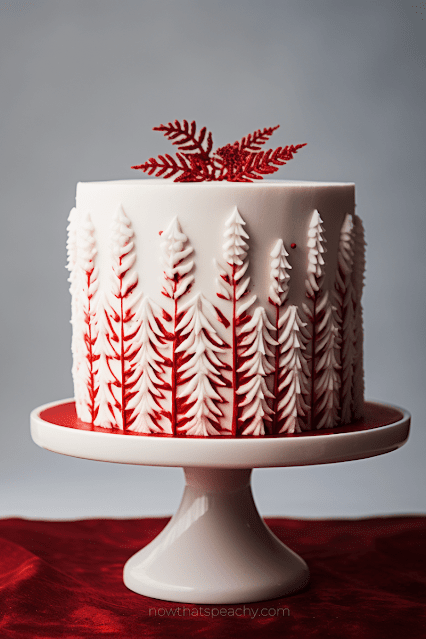 red white simple theme Best 50+ Christmas Cakes to Lust After for Your Festive Party Ideas, Buttercream Frosting Holiday Homemade Cake Inspiration to DIY. Dessert Ideas for Events