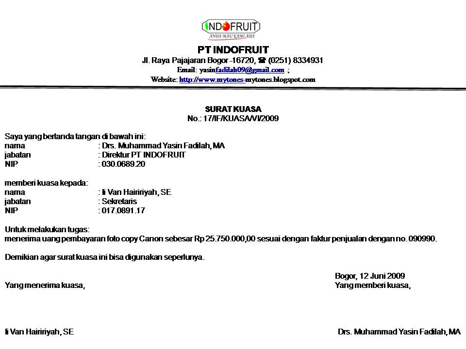 Contoh Surat Kuasa Pengambilan Uang  TipsSerbaSerbi