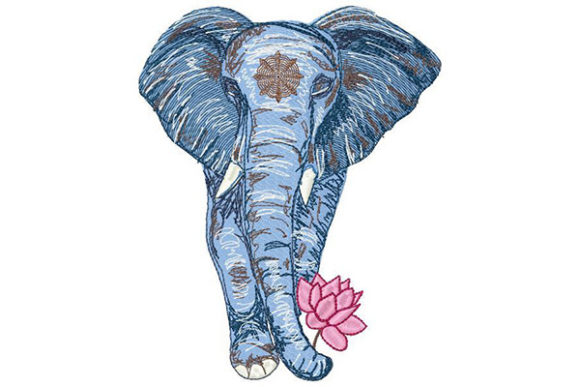 Elephant Holding a Lotus Flower