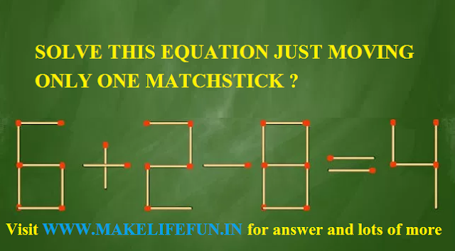  Solve this equation just moving only one matchstick ?