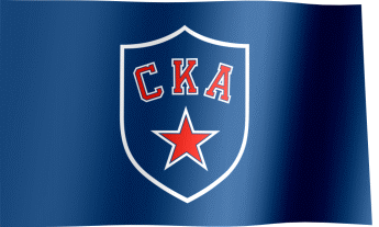 The waving flag of SKA Saint Petersburg with the logo (Animated GIF) (Флаг СКА Санкт-Петербург гифка)