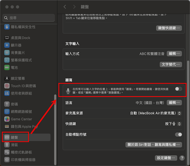 Mac：語音「聽寫」功能，用說的也能輕鬆打字，提升打字效率。Mac的語音聽寫功能的啟用、設定、使用、關閉心得