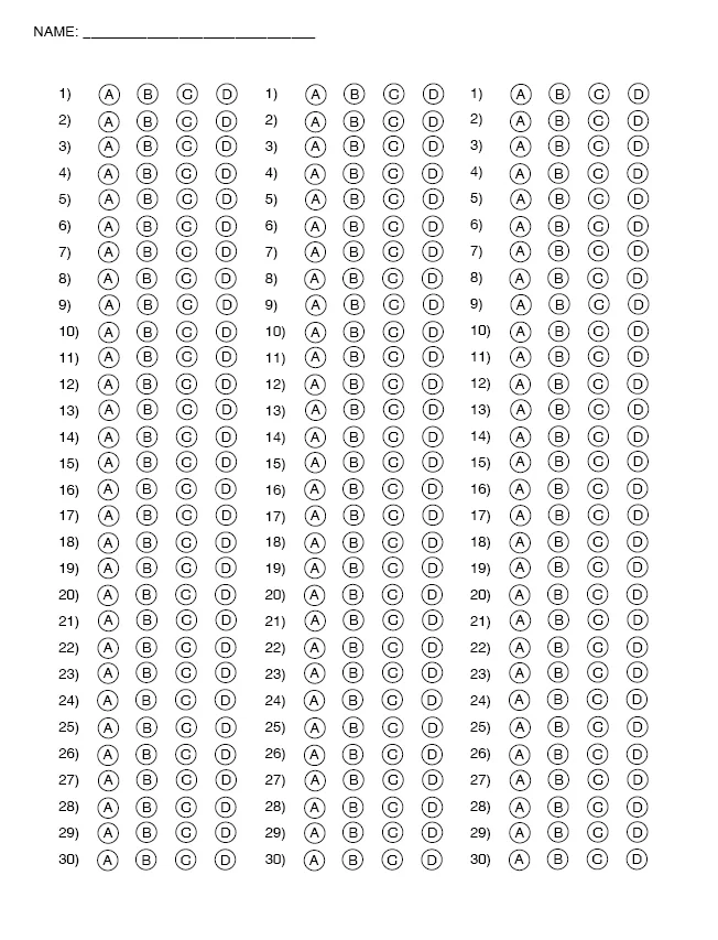 Scantron Sheet Printable Printable Word Searches