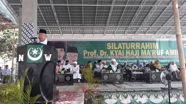 Calon Wakil Presiden Prof. Dr. KH Maruf Amin, melakukan silaturahim dengan keluarga besar Pondok Pesantren Syaikh Zainuddin NW 
