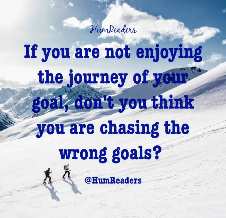 If you are not enjoying the journey of your goal, don't you think you are chasing the wrong goal?
