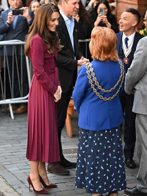 The Princess of Wales wore a new margot petite long sleeve pleated midi trench dress by Karen Millen