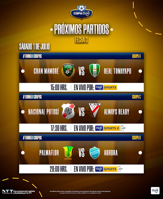 Programación de Tigo Sports de la Fecha 3 de la Copa de la Liga