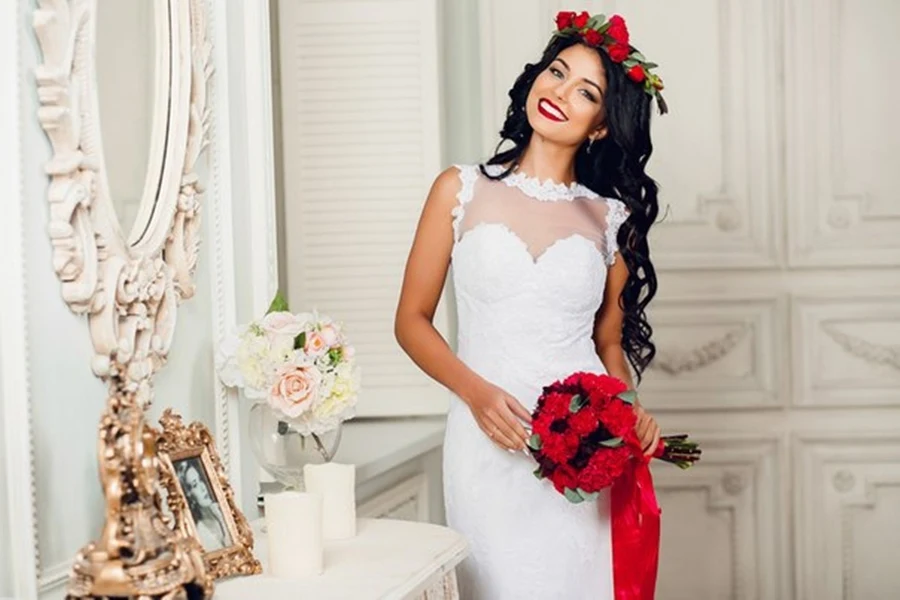 Maquiagem da noiva para casamento vermelho e branco