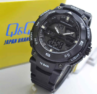 jam tangan Q&Q GW85J002Y double time black rubber white 