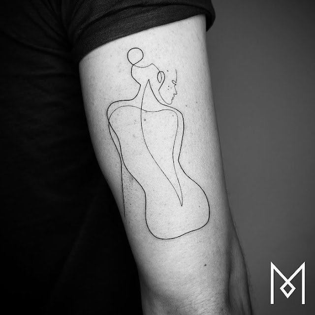 Geniales tatuajes creados usando una linea continua Mo Ganji