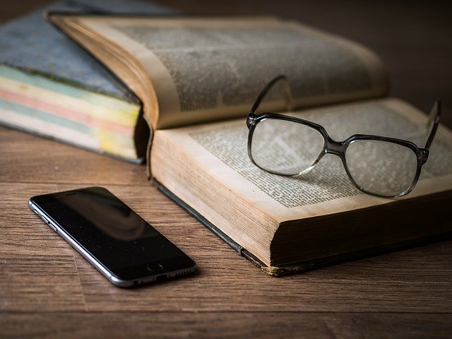 Glasses with Phone and Book