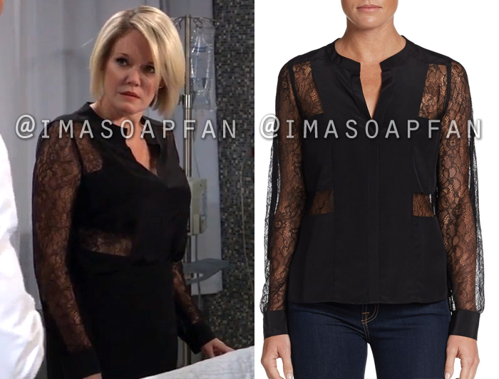 Ava Jerome, Maura West, Black Lace Blocked Blouse, General Hospital, GH