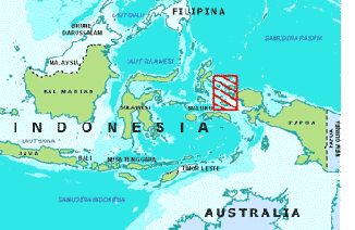 map of location of raja ampat in west papua, indonesia.