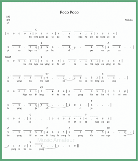 not angka lagu poco poco lagu daerah maluku