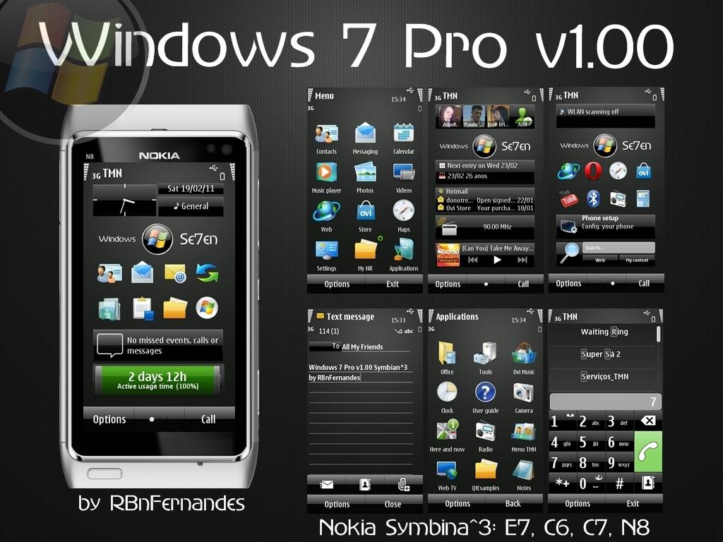 Que Mobile Application: Symbian^3 theme - Windows 7 Pro v1.0