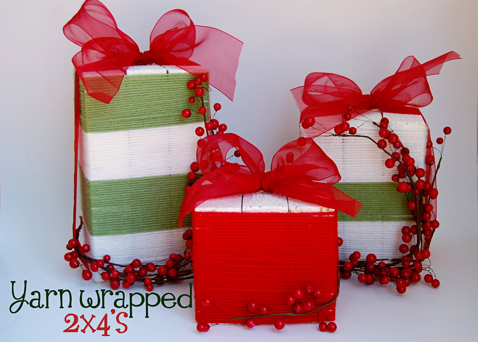 Wood Christmas Gifts that are yarn-wrapped from Lindsay of Southern ...