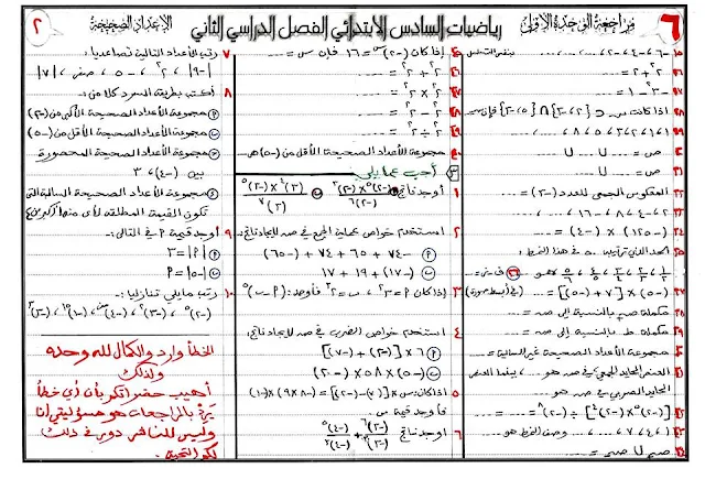 مراجعة رياضيات الفصل الثالث