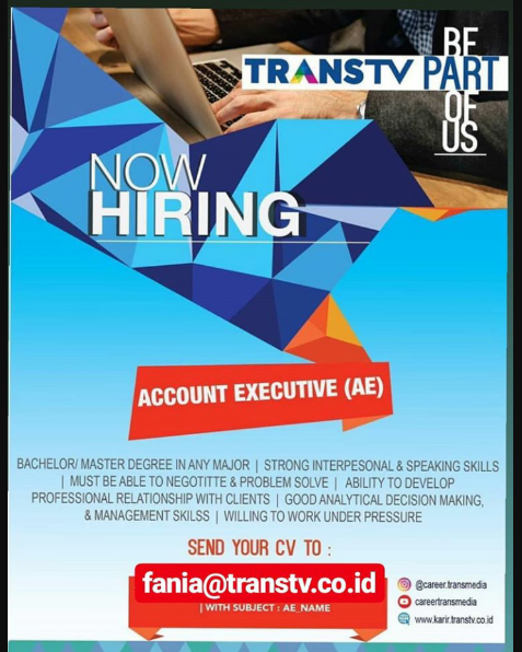 Lowongan Kerja Account Executive Trans TV Juni 2019