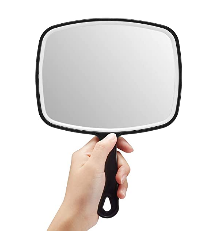 OMIRO Hand Mirror, Black Handheld Mirror with Handle, 6.3" W x 9.6" L