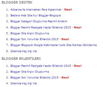 Blogger Site Haritası Oluşturma 2015