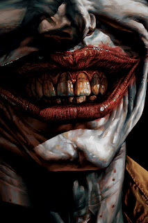 A close up of Jokers scars