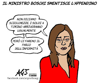 boschi, appendino, torino, parco della salute, fondi, m5s, vignetta, satira