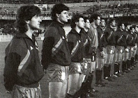 Selección de ESPAÑA - Temporada 1987-88 - Bakero, Michel, López Recarte, Chendo, Zubizarreta, Goicoechea, Julio Salinas, Julio Alberto, Sanchís, Señor y Víctor - ESPAÑA 0, ALEMANIA DEL ESTE 0 - 27/01/1988 - Partido amistoso - Valencia, estadio Luis Casanova - Alineación: Zubizarreta (Buyo, 46'); Chendo (Quique, 46'), Sanchís, Goicoechea, López Recarte; Michel (Luis García, 73'), Juan Señor (Martín Vázquez, 46'), Víctor, Julio Alberto (Carrasco, 46'); Julio Salinas y Bakero