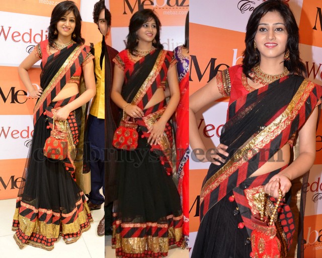 Model Shamili Black Half Saree