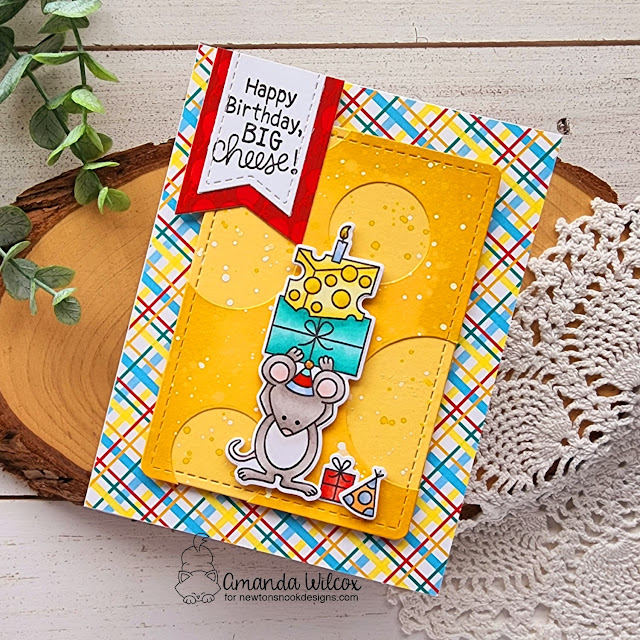 Mouse Birthday card by Amanda Wilcox | Birthday Mice Stamp Set, Birthday Party Paper Pad, Cirle Frames Die Set and Frames & Flags Die Set by Newton's Nook Designs