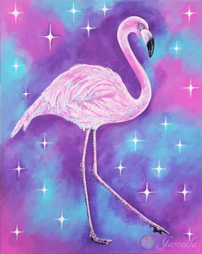 Painting titled Magical Flamingo by Jameela