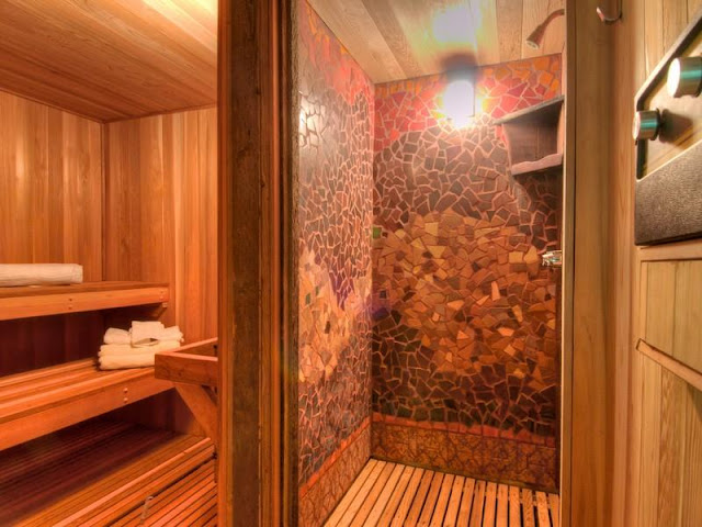 Photo of bathroom inside of tree house in the forest