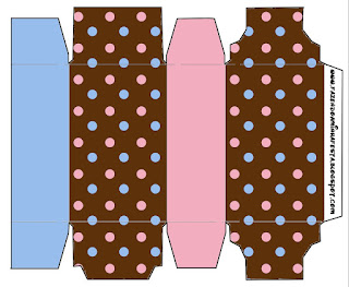 Pink and Light Blue Polka Dots in Chocolate  Free Printable Box.