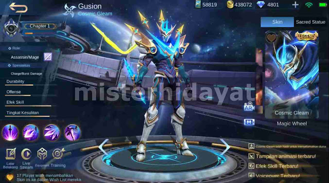 Script Skin Legend Gusion Cosmic Gleam Full Efek Mobile Legends