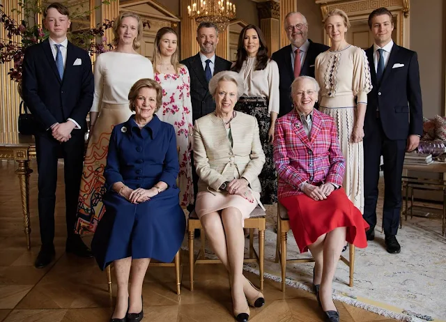 Queen Mary, Princess Nathalie, Princess Alexandra, Countess Ingrid, Princess Benedikte, Queen Anne-Marie and Queen Margrethe