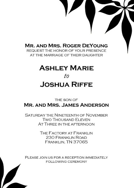 Simple Black and White Leaf Wedding invitation Template Do it yourself