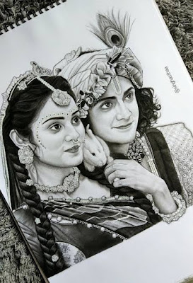 Easy Simple Radha Krishna Drawing