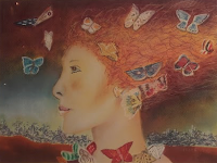 La fille aux papillons - Pastel Sec • 42,5 x 52,5