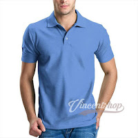 Kaos Polo Shirt Pria Warna Biru Muda