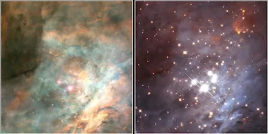 Trapezium Cluster seen in optical and infrared wavelengths