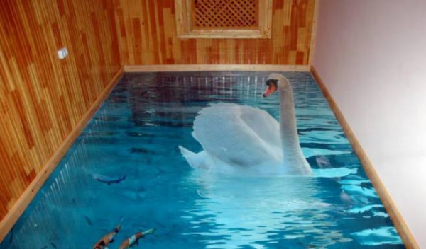 awesome 3d floor art with water 3d duck in sea