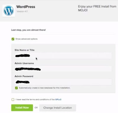 Setting Up wordpress password and username