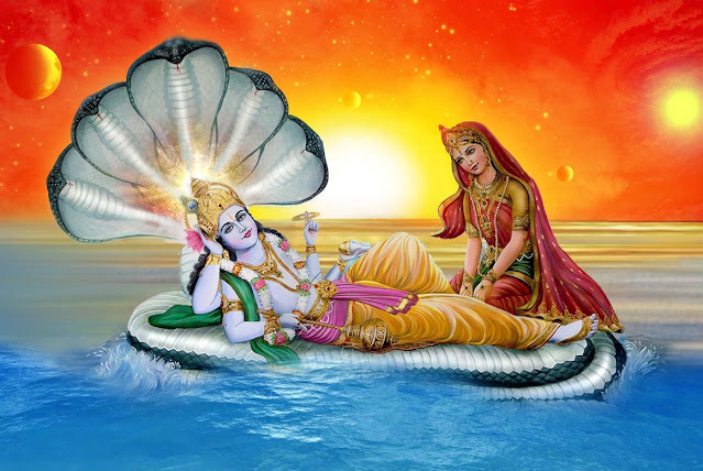 Lord Vishnu and Goddess Lakshmi in Milk ocean Ksheer Sagar Parkadal
