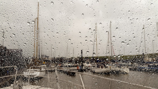 Photo of the watery view through Ravensdale's windscreen