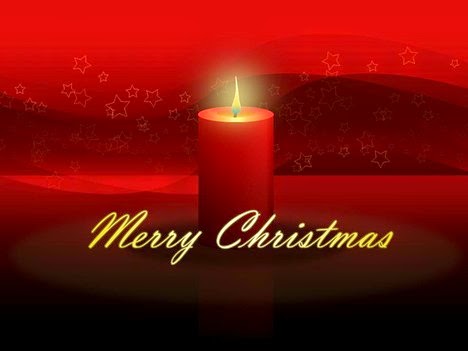 A Merry Christmas text and candle for PowerPoint design template