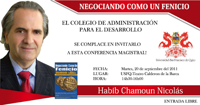 Conferencia de administración "Negociando como un fenicio." Martes 20 sept. 14h30 - Entrada Libre